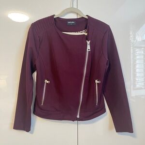 SUKO JEANS NWOT Women's Deep Burgundy Moto Style Lined Blazer, Size M